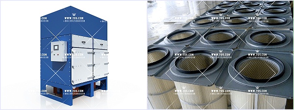 Vertical modular all -in-one dust collector First stage filter