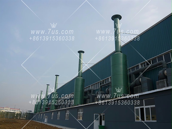 Plastic material exhaust gas water scrubber