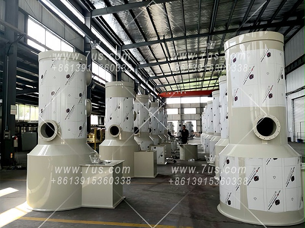 Plastic material exhaust gas water scrubber