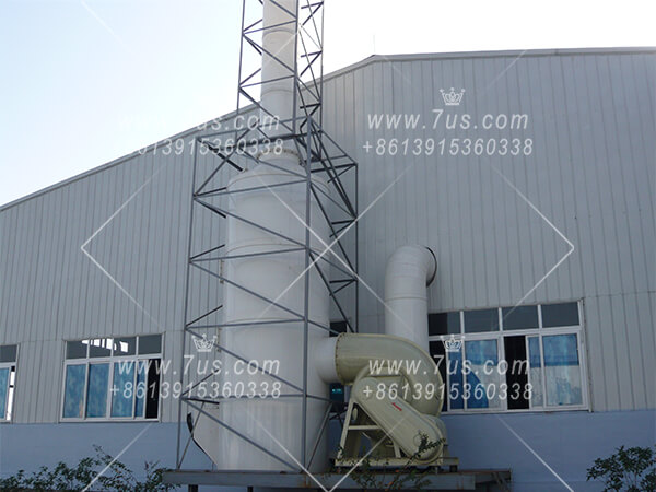 Plastic material exhaust gas water scrubber